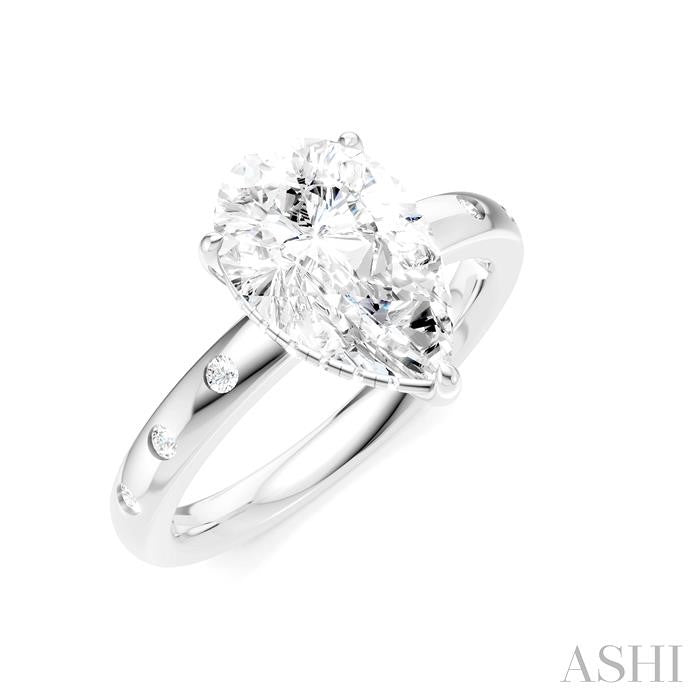 ASHI Pear Shape Semi-Mount Diamond Engagement Ring 196B7PPFHWG-SM-PR2