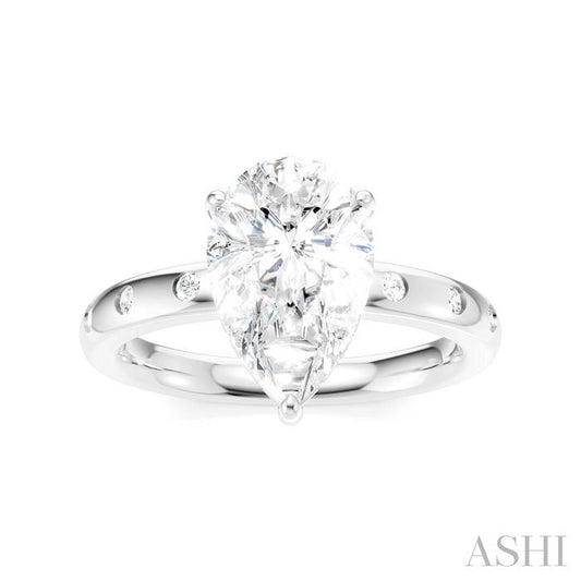 ASHI Pear Shape Semi-Mount Diamond Engagement Ring 196B7PPFHWG-SM-PR2
