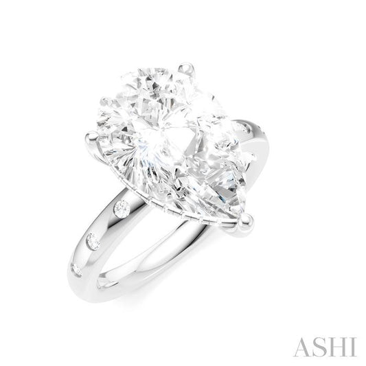 ASHI Pear Shape Semi-Mount Diamond Engagement Ring 196B7PPFHWG-SM-PR4