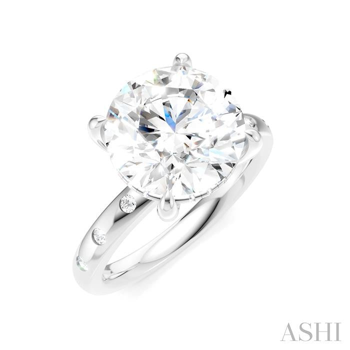 ASHI Round Shape Semi-Mount Diamond Engagement Ring 196B7PPFHWG-SM-RD4