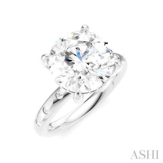 ASHI Round Shape Semi-Mount Diamond Engagement Ring 196B7PPFHWG-SM-RD4
