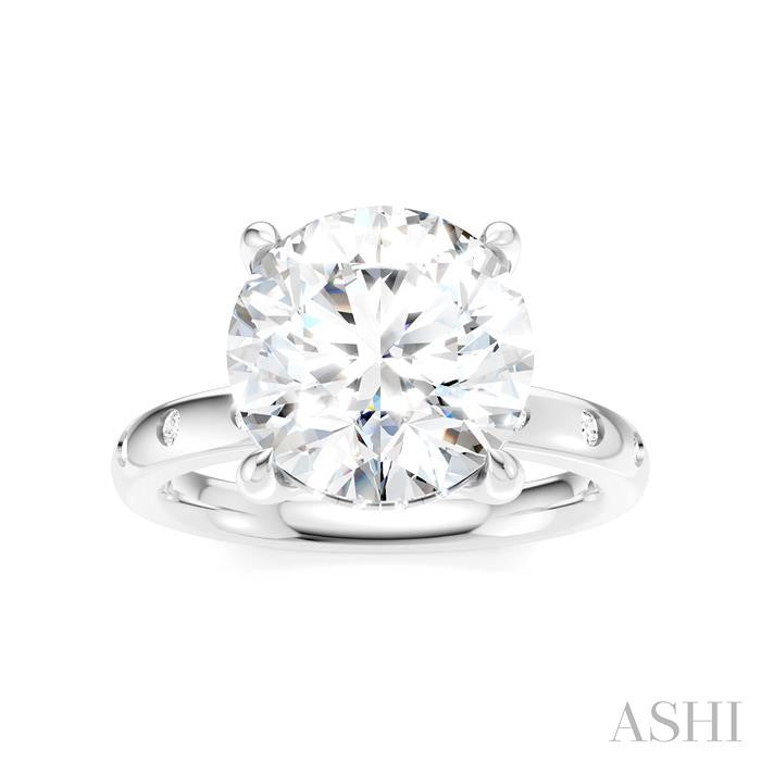 ASHI Round Shape Semi-Mount Diamond Engagement Ring 196B7PPFHWG-SM-RD4