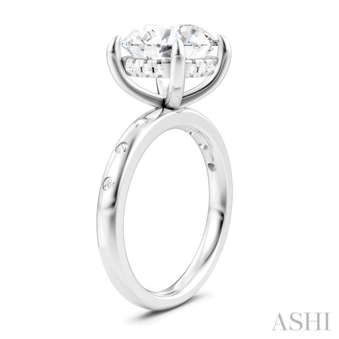 ASHI Round Shape Semi-Mount Diamond Engagement Ring 196B7PPFHWG-SM-RD4
