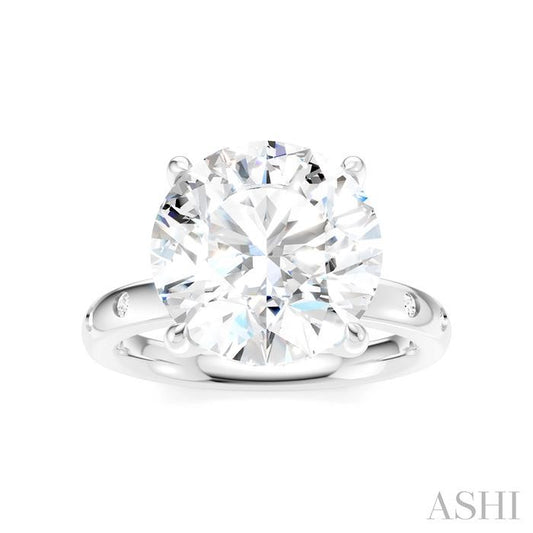 ASHI Round Shape Semi-Mount Diamond Engagement Ring 196B7PPFHWG-SM-RD5