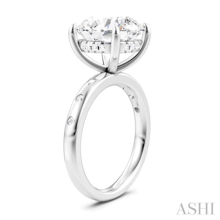 ASHI Round Shape Semi-Mount Diamond Engagement Ring 196B7PPFHWG-SM-RD5