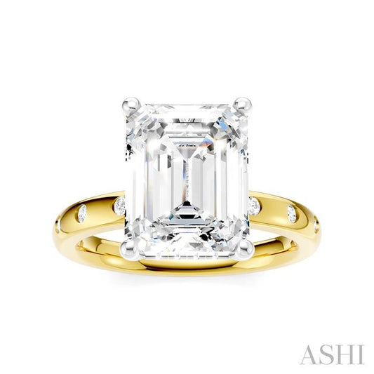 ASHI Emerald Shape Semi-Mount Diamond Engagement Ring 196B7PPFHYW-SM-EM3