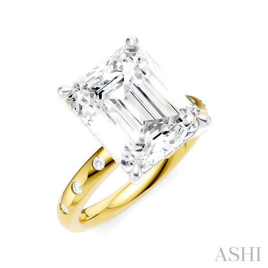 ASHI Emerald Shape Semi-Mount Diamond Engagement Ring 196B7PPFHYW-SM-EM4