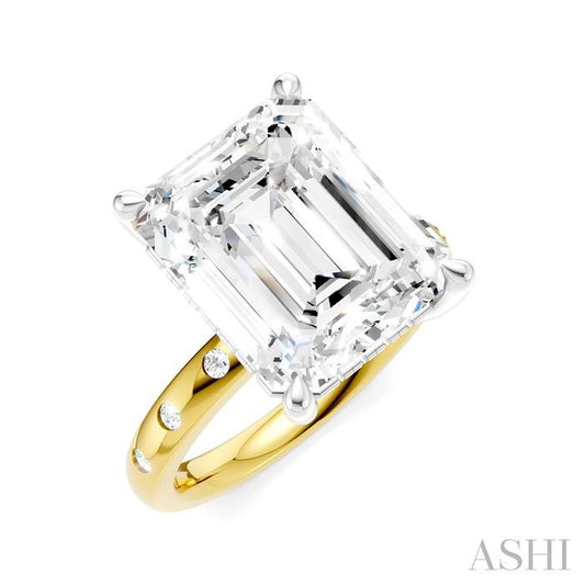 ASHI Emerald Shape Semi-Mount Diamond Engagement Ring 196B7PPFHYW-SM-EM5