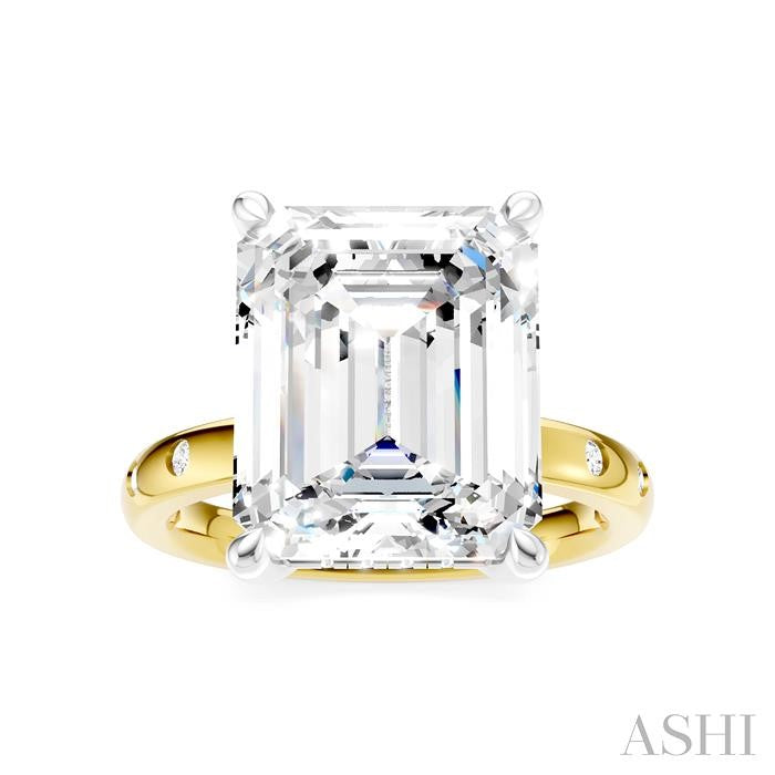 ASHI Emerald Shape Semi-Mount Diamond Engagement Ring 196B7PPFHYW-SM-EM5