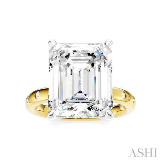 ASHI Emerald Shape Semi-Mount Diamond Engagement Ring 196B7PPFHYW-SM-EM5