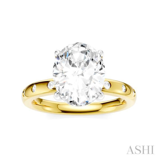 ASHI Oval Shape Semi-Mount Diamond Engagement Ring 196B7PPFHYW-SM-OV3