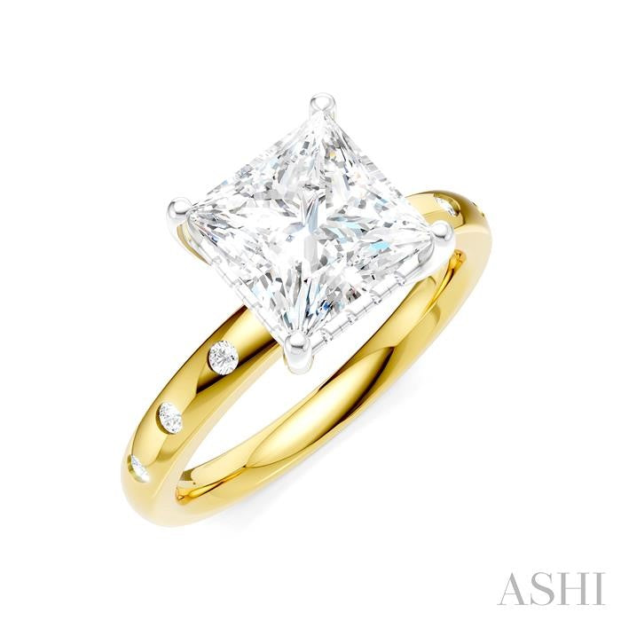 ASHI Princess Shape Semi-Mount Diamond Engagement Ring 196B7PPFHYW-SM-PN2