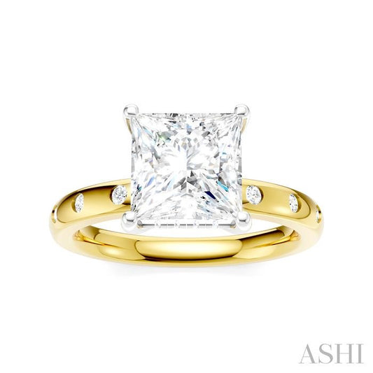 ASHI Princess Shape Semi-Mount Diamond Engagement Ring 196B7PPFHYW-SM-PN2