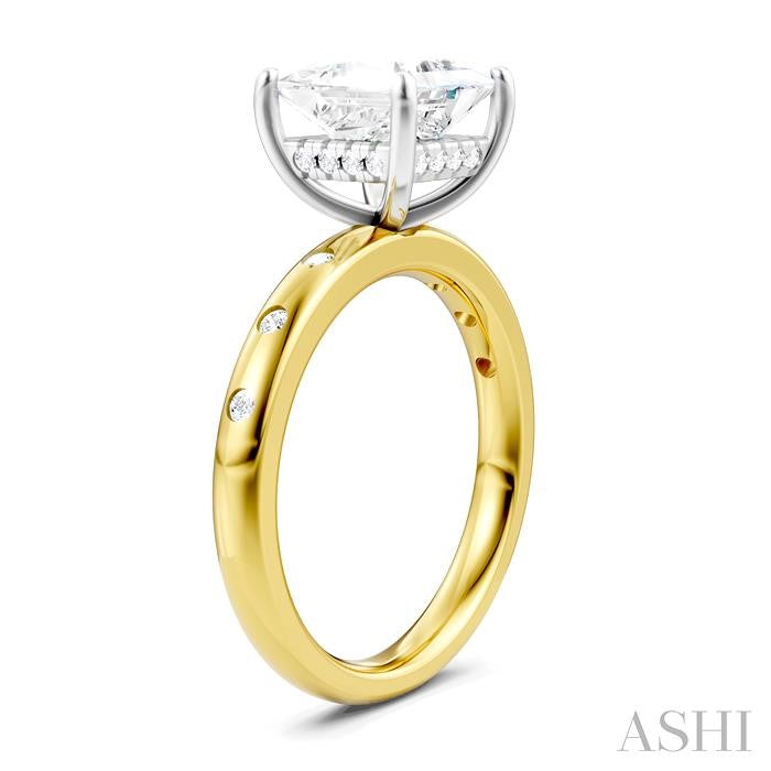 ASHI Princess Shape Semi-Mount Diamond Engagement Ring 196B7PPFHYW-SM-PN2