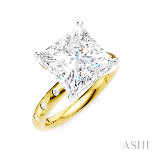 ASHI Princess Shape Semi-Mount Diamond Engagement Ring 196B7PPFHYW-SM-PN4