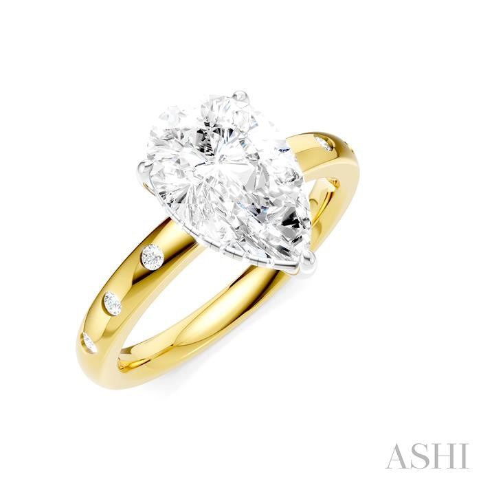 ASHI Pear Shape Semi-Mount Diamond Engagement Ring 196B7PPFHYW-SM-PR2