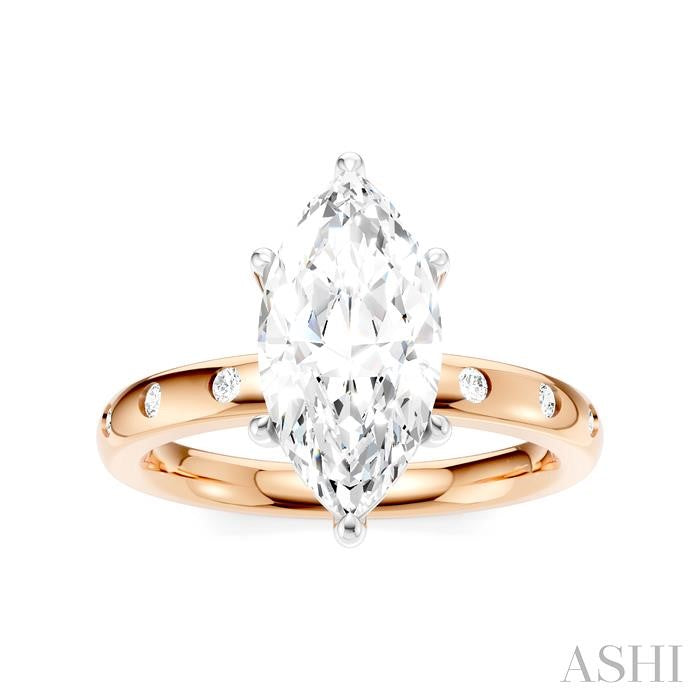 ASHI Marquise Shape Semi-Mount Diamond Engagement Ring 196B8PPFHPW-SM-MQ2