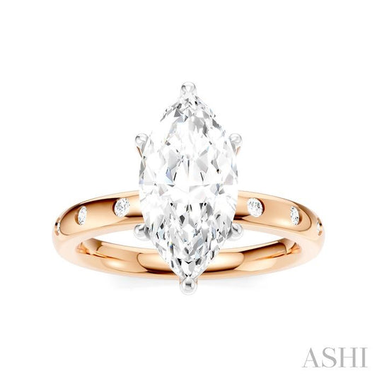 ASHI Marquise Shape Semi-Mount Diamond Engagement Ring 196B8PPFHPW-SM-MQ2