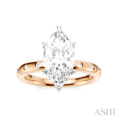 ASHI Marquise Shape Semi-Mount Diamond Engagement Ring 196B8PPFHPW-SM-MQ2