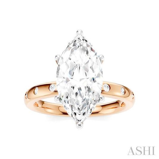 ASHI Marquise Shape Semi-Mount Diamond Engagement Ring 196B8PPFHPW-SM-MQ3