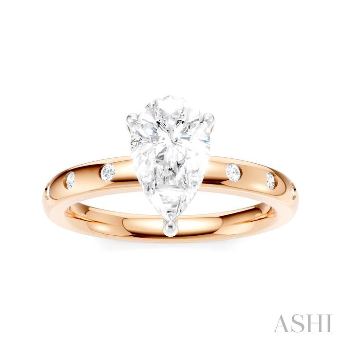 ASHI Pear Shape Semi-Mount Diamond Engagement Ring 196B8PPFHPW-SM-PR1