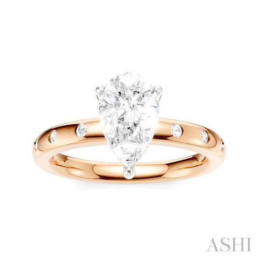 ASHI Pear Shape Semi-Mount Diamond Engagement Ring 196B8PPFHPW-SM-PR1