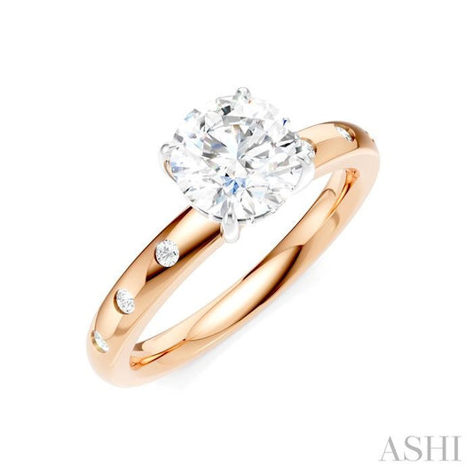 ASHI Round Shape Semi-Mount Diamond Engagement Ring 196B8PPFHPW-SM-RD1