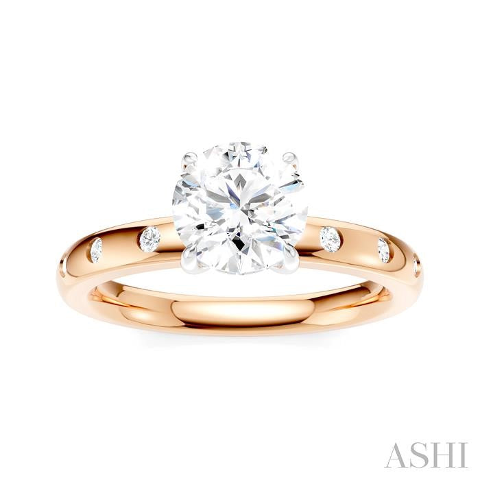 ASHI Round Shape Semi-Mount Diamond Engagement Ring 196B8PPFHPW-SM-RD1
