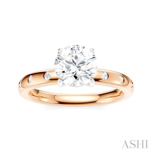 ASHI Round Shape Semi-Mount Diamond Engagement Ring 196B8PPFHPW-SM-RD1