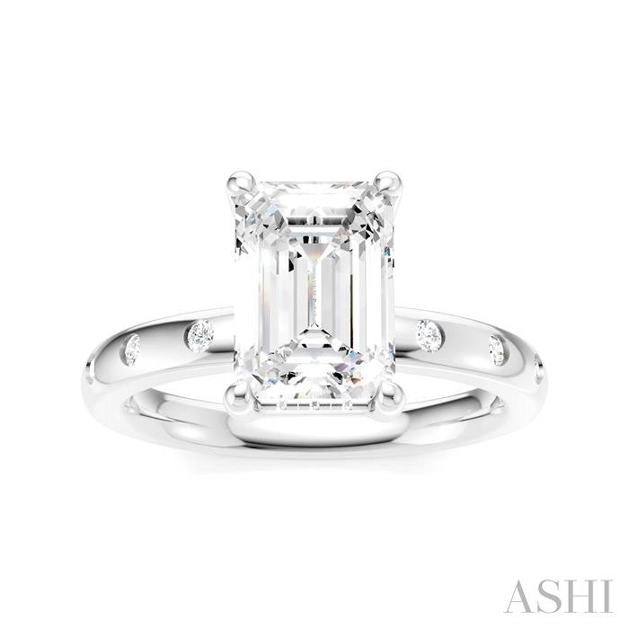 ASHI Emerald Shape Semi-Mount Diamond Engagement Ring 196B8PPFHWG-SM-EM2