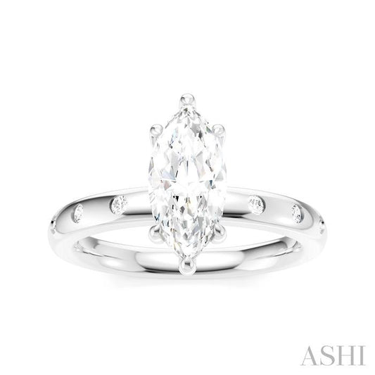 ASHI Marquise Shape Semi-Mount Diamond Engagement Ring 196B8PPFHWG-SM-MQ1
