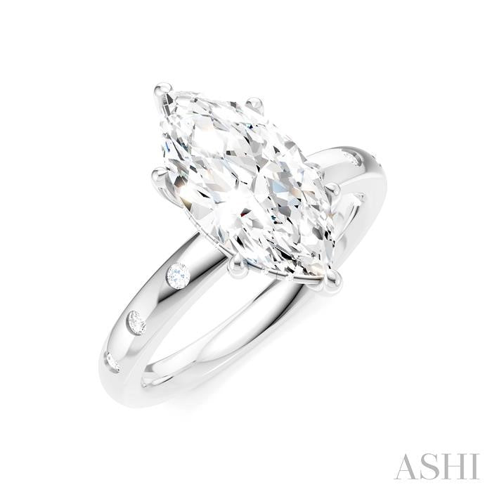 ASHI Marquise Shape Semi-Mount Diamond Engagement Ring 196B8PPFHWG-SM-MQ2