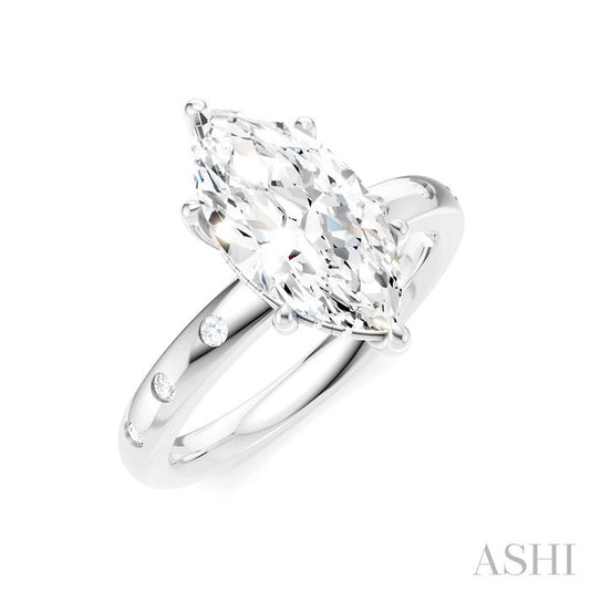 ASHI Marquise Shape Semi-Mount Diamond Engagement Ring 196B8PPFHWG-SM-MQ2