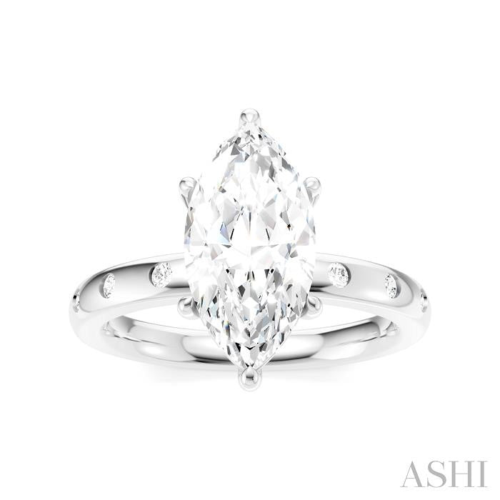 ASHI Marquise Shape Semi-Mount Diamond Engagement Ring 196B8PPFHWG-SM-MQ2