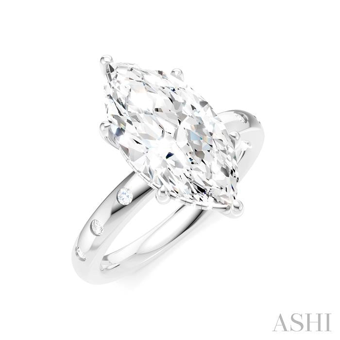 ASHI Marquise Shape Semi-Mount Diamond Engagement Ring 196B8PPFHWG-SM-MQ3