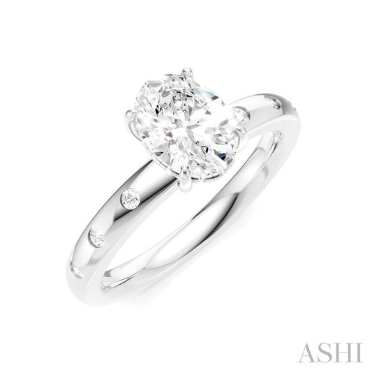 ASHI Oval Shape Semi-Mount Diamond Engagement Ring 196B8PPFHWG-SM-OV1