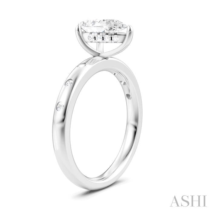 ASHI Pear Shape Semi-Mount Diamond Engagement Ring 196B8PPFHWG-SM-PR1