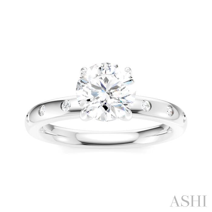 ASHI Round Shape Semi-Mount Diamond Engagement Ring 196B8PPFHWG-SM-RD1