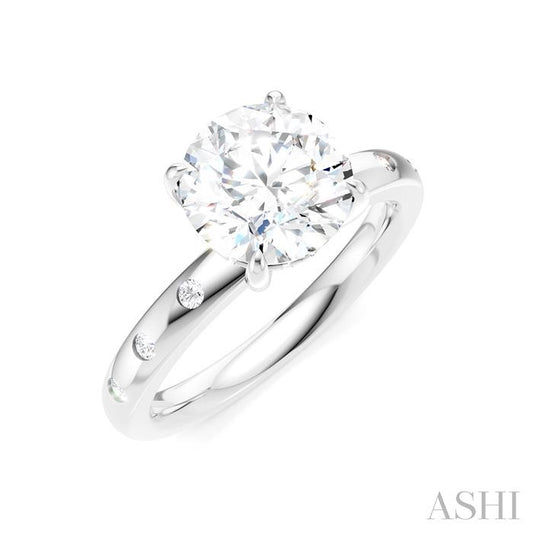 ASHI Round Shape Semi-Mount Diamond Engagement Ring 196B8PPFHWG-SM-RD2