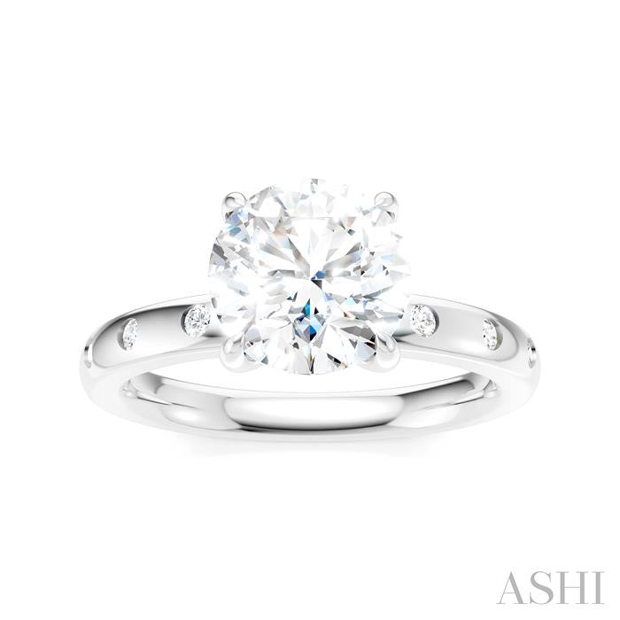 ASHI Round Shape Semi-Mount Diamond Engagement Ring 196B8PPFHWG-SM-RD2