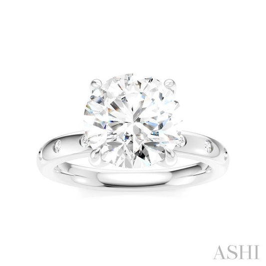 ASHI Round Shape Semi-Mount Diamond Engagement Ring 196B8PPFHWG-SM-RD3