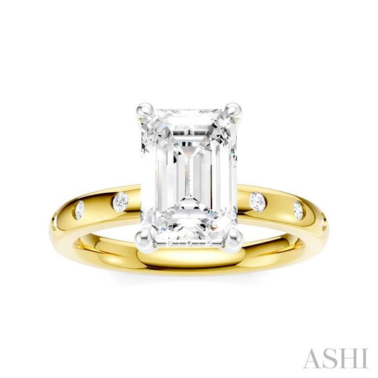 ASHI Emerald Shape Semi-Mount Diamond Engagement Ring 196B8PPFHYW-SM-EM2