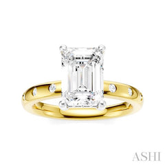 ASHI Emerald Shape Semi-Mount Diamond Engagement Ring 196B8PPFHYW-SM-EM2