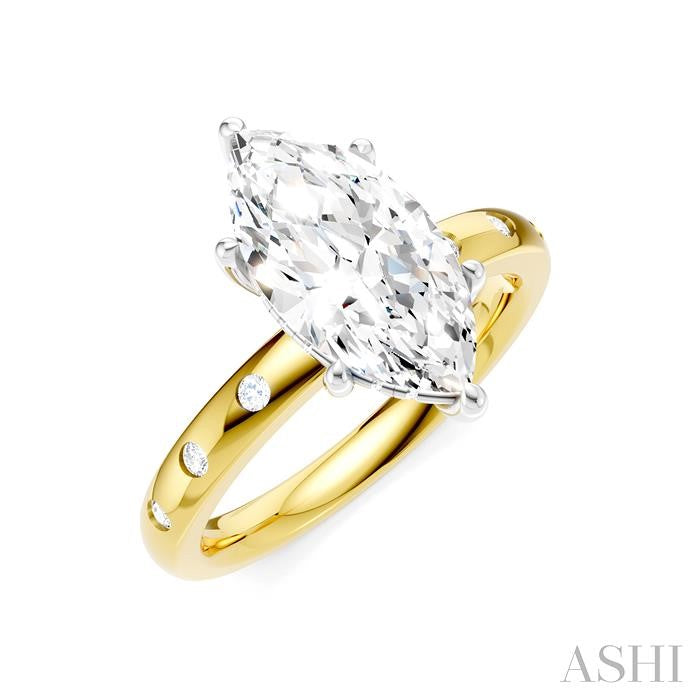 ASHI Marquise Shape Semi-Mount Diamond Engagement Ring 196B8PPFHYW-SM-MQ2
