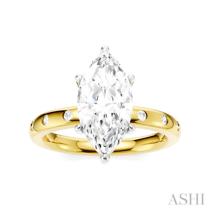 ASHI Marquise Shape Semi-Mount Diamond Engagement Ring 196B8PPFHYW-SM-MQ2