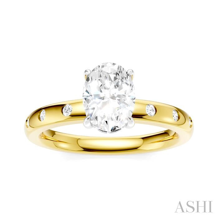 ASHI Oval Shape Semi-Mount Diamond Engagement Ring 196B8PPFHYW-SM-OV1