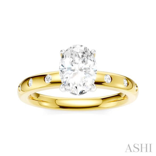 ASHI Oval Shape Semi-Mount Diamond Engagement Ring 196B8PPFHYW-SM-OV1