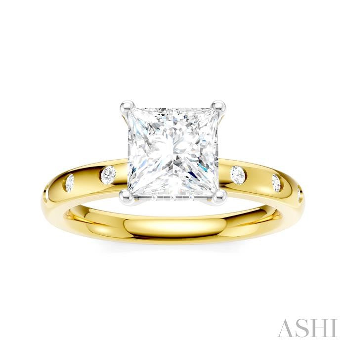 ASHI Princess Shape Semi-Mount Diamond Engagement Ring 196B8PPFHYW-SM-PN1