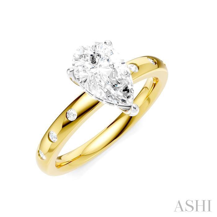 ASHI Pear Shape Semi-Mount Diamond Engagement Ring 196B8PPFHYW-SM-PR1