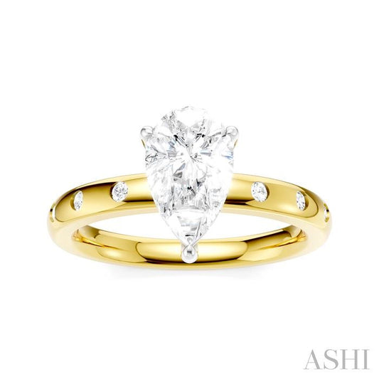 ASHI Pear Shape Semi-Mount Diamond Engagement Ring 196B8PPFHYW-SM-PR1